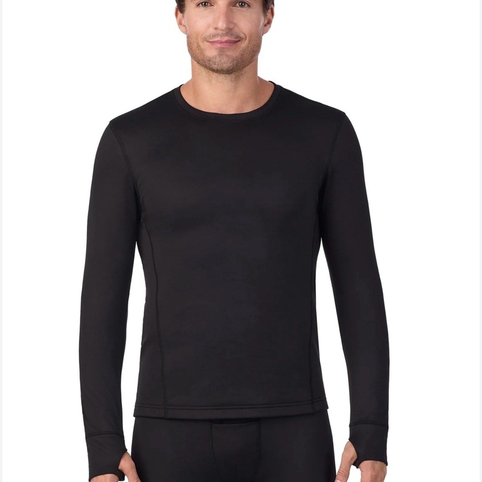 Cuddle duds  men’s black thermal Long Sleeve Tee skiing top layer large NWOT