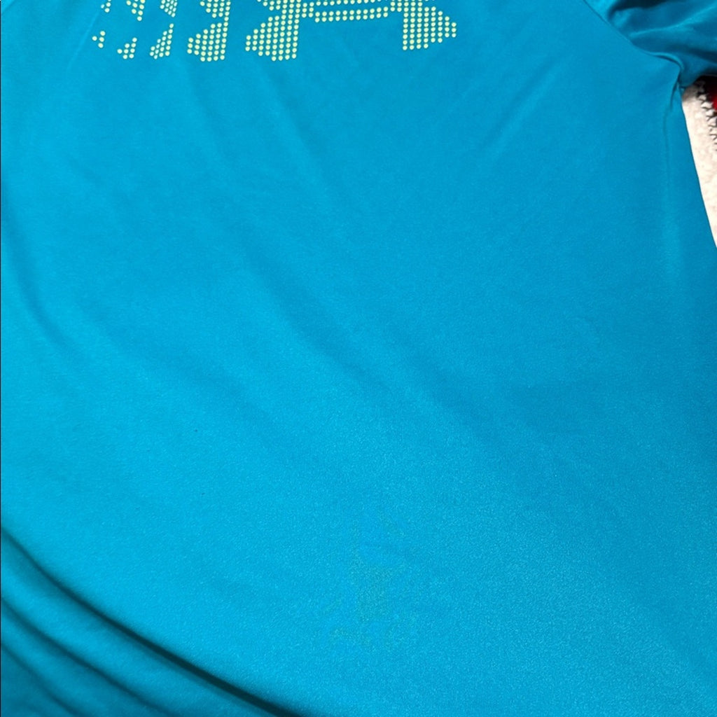 Boys YL Under Armour Teal Performance Tee fair shape