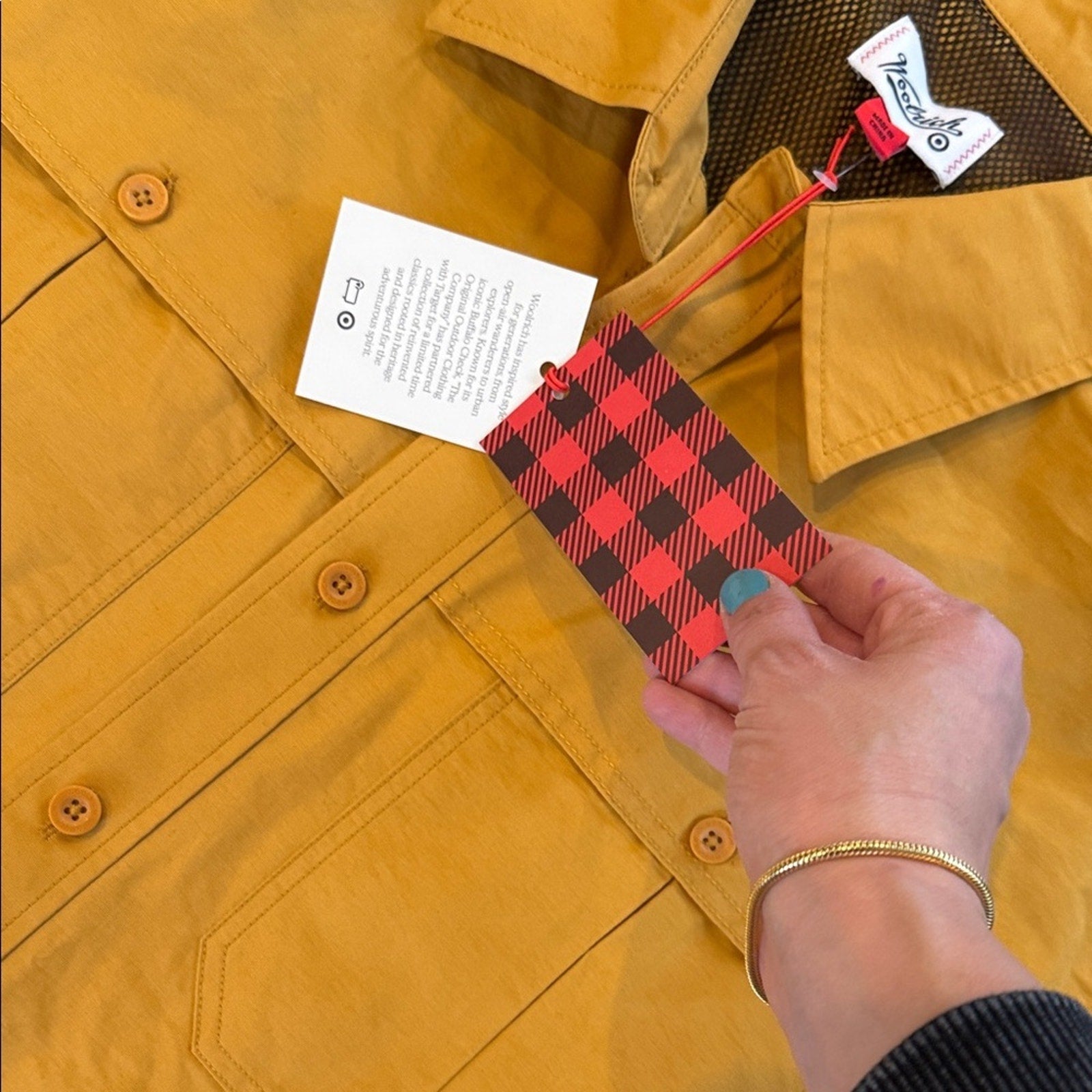 Woolrich Men's Yellow Button-Up Jacket fishing shirt 🎣 size large NEW