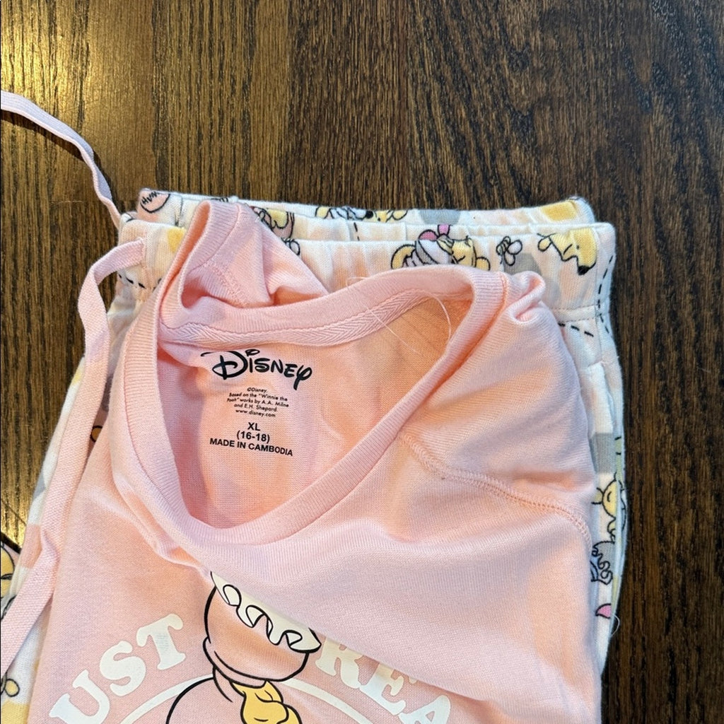 Disney woman’s Winnie the Pooh XL Pajama Set - Pink and Yellow