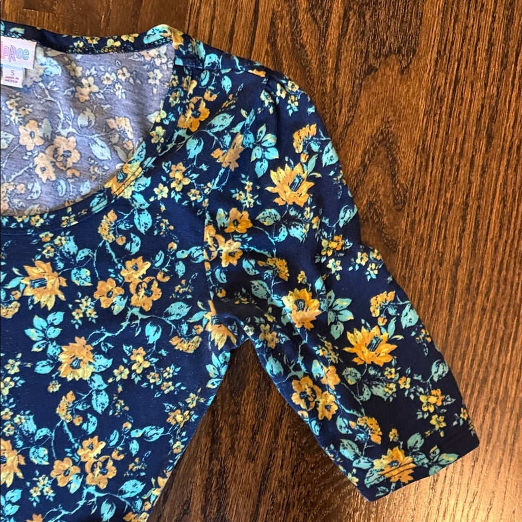 Lularoe Floral Blue A line dress  woman’s small fits medium  Dress