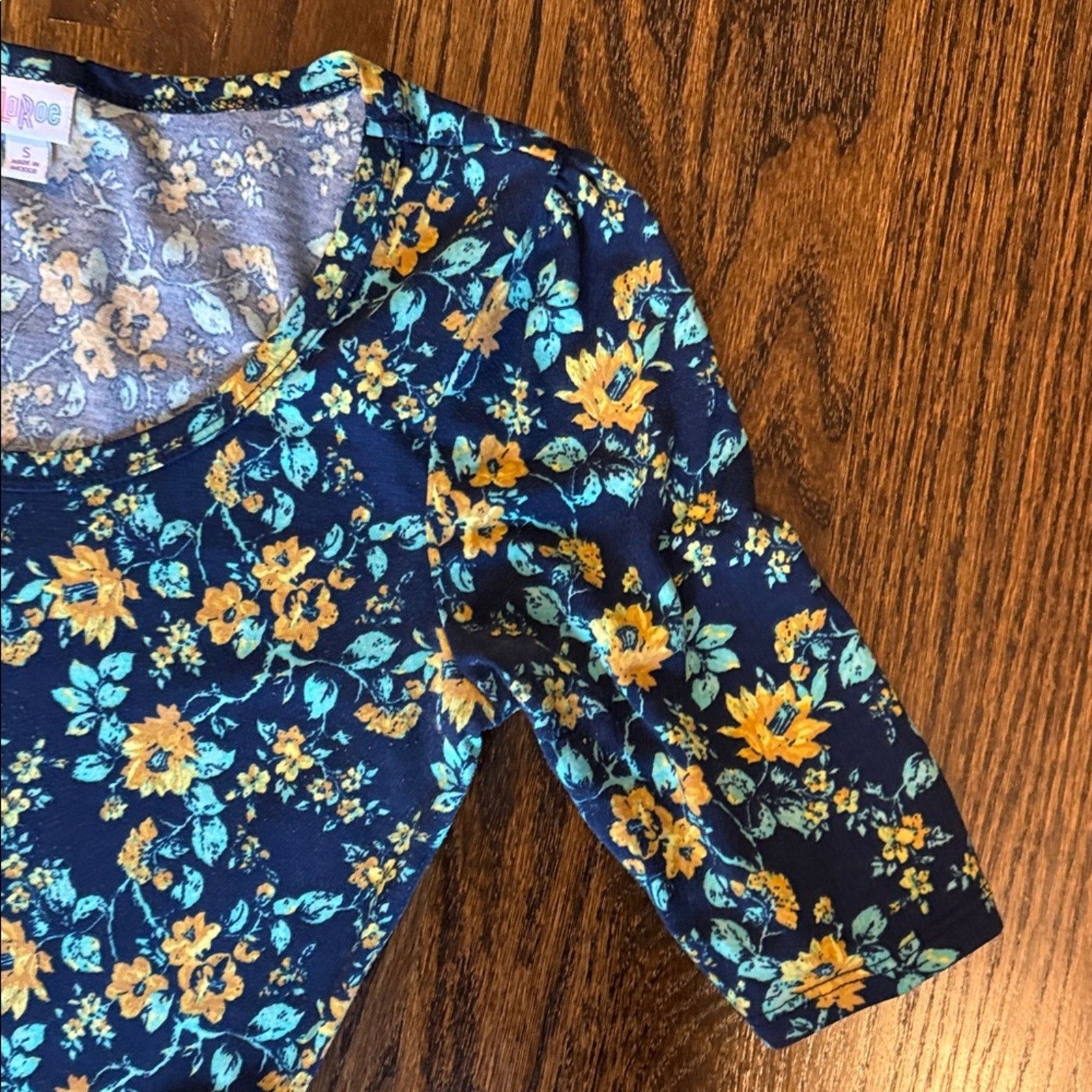 Lularoe Floral Blue A line dress  woman’s small fits medium  Dress