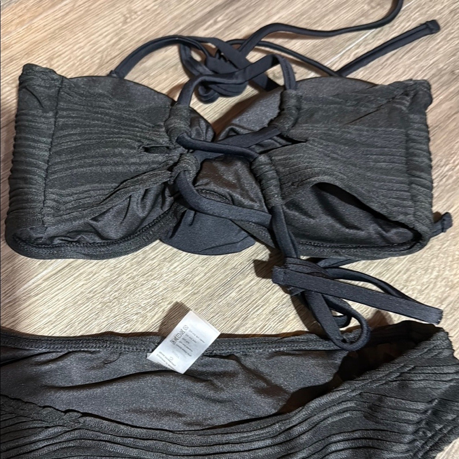 Amazon Black Textured Bikini Set convertible set 2 piece small