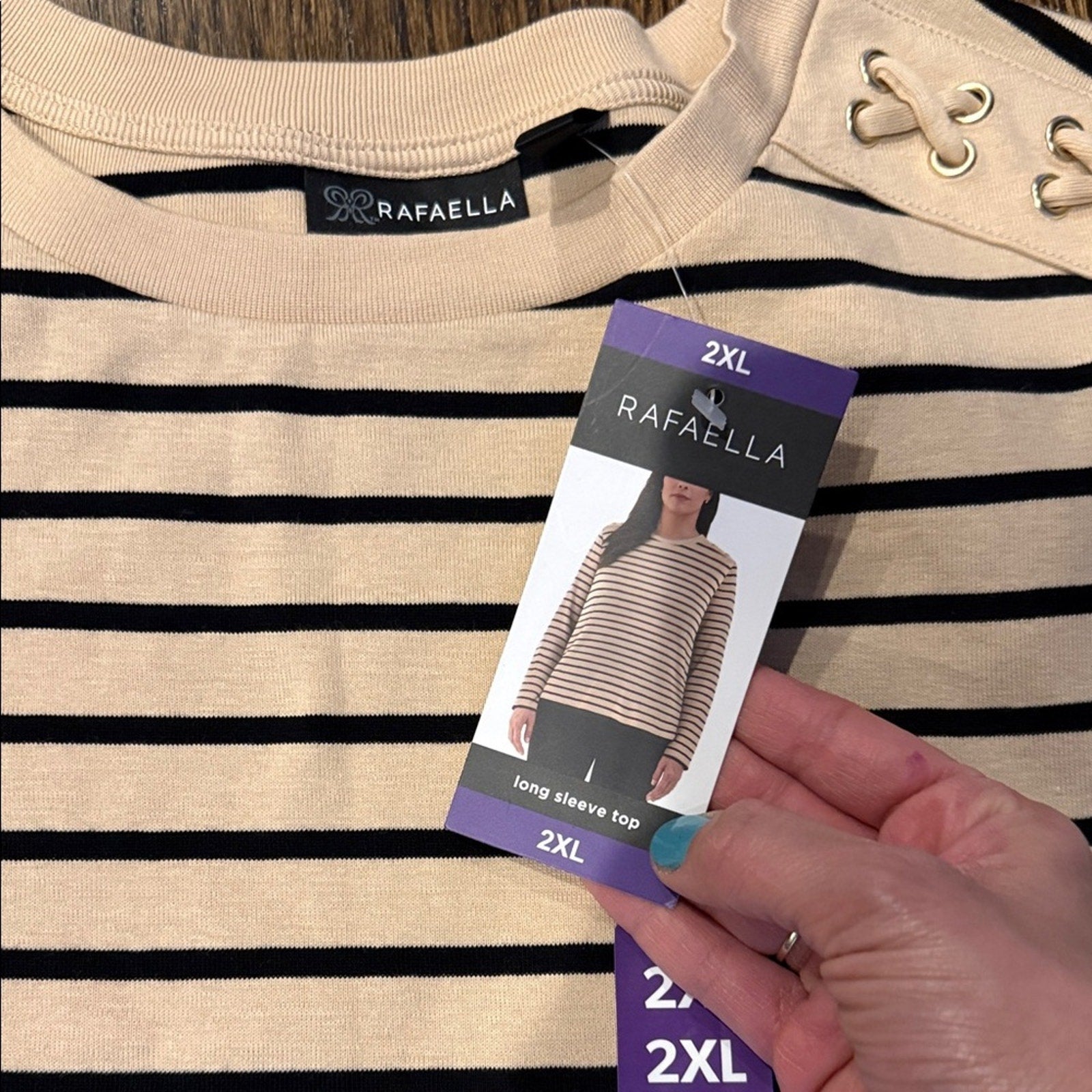 Rafaela blouse Striped Long Sleeve Top woman's 2X