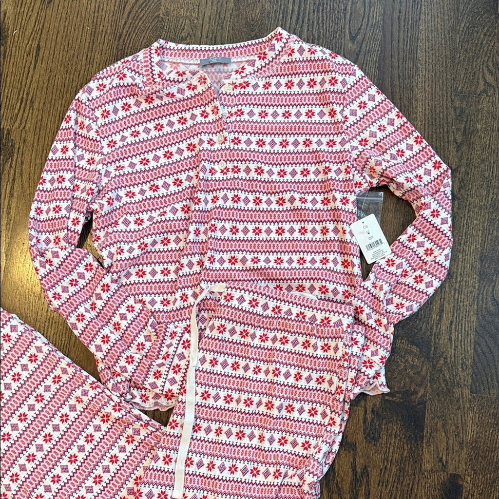 Loft Cozy Pajamas set in Red and White ladies lounge set Medium NEW