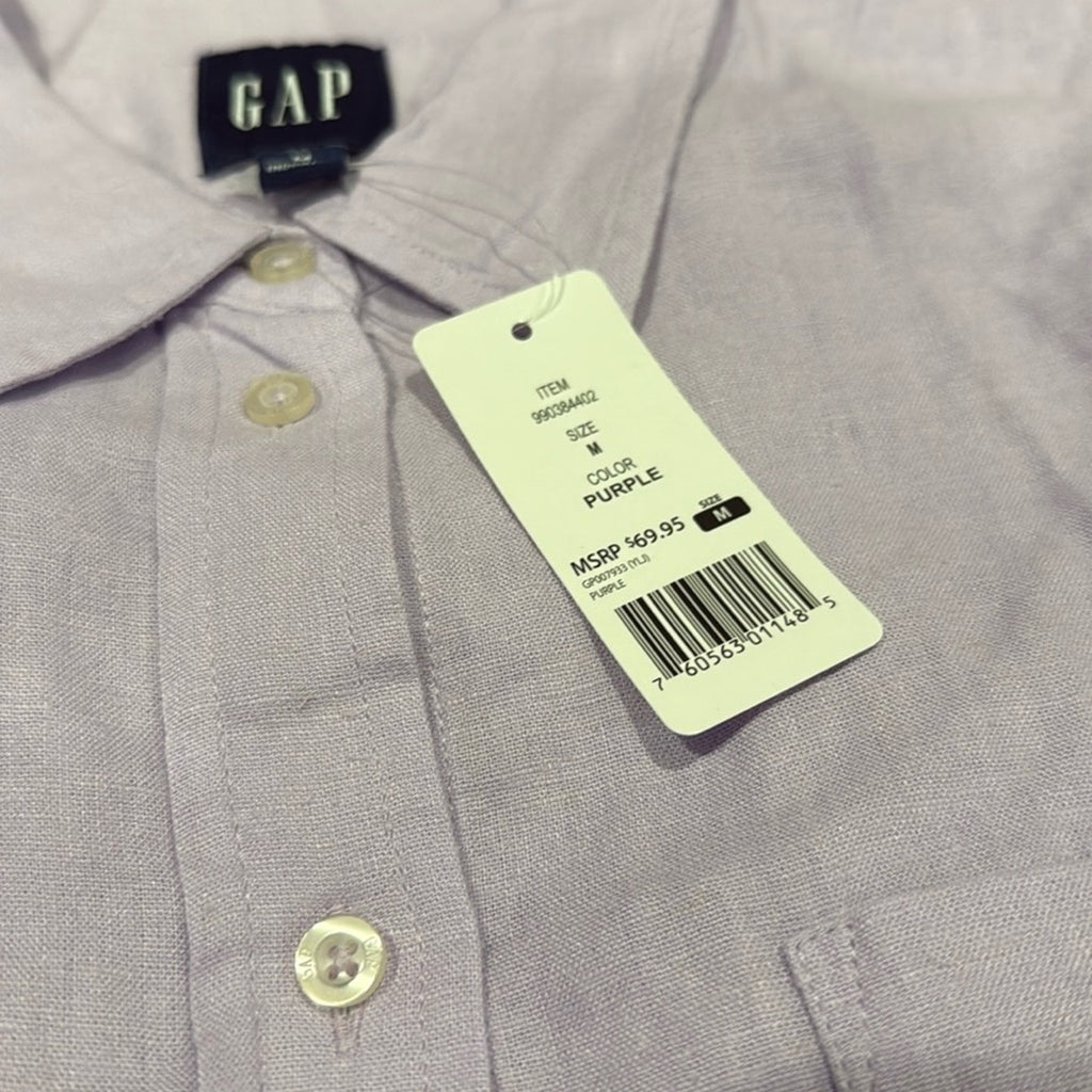 GAP New ladies Medium purple Linen Button Down Top