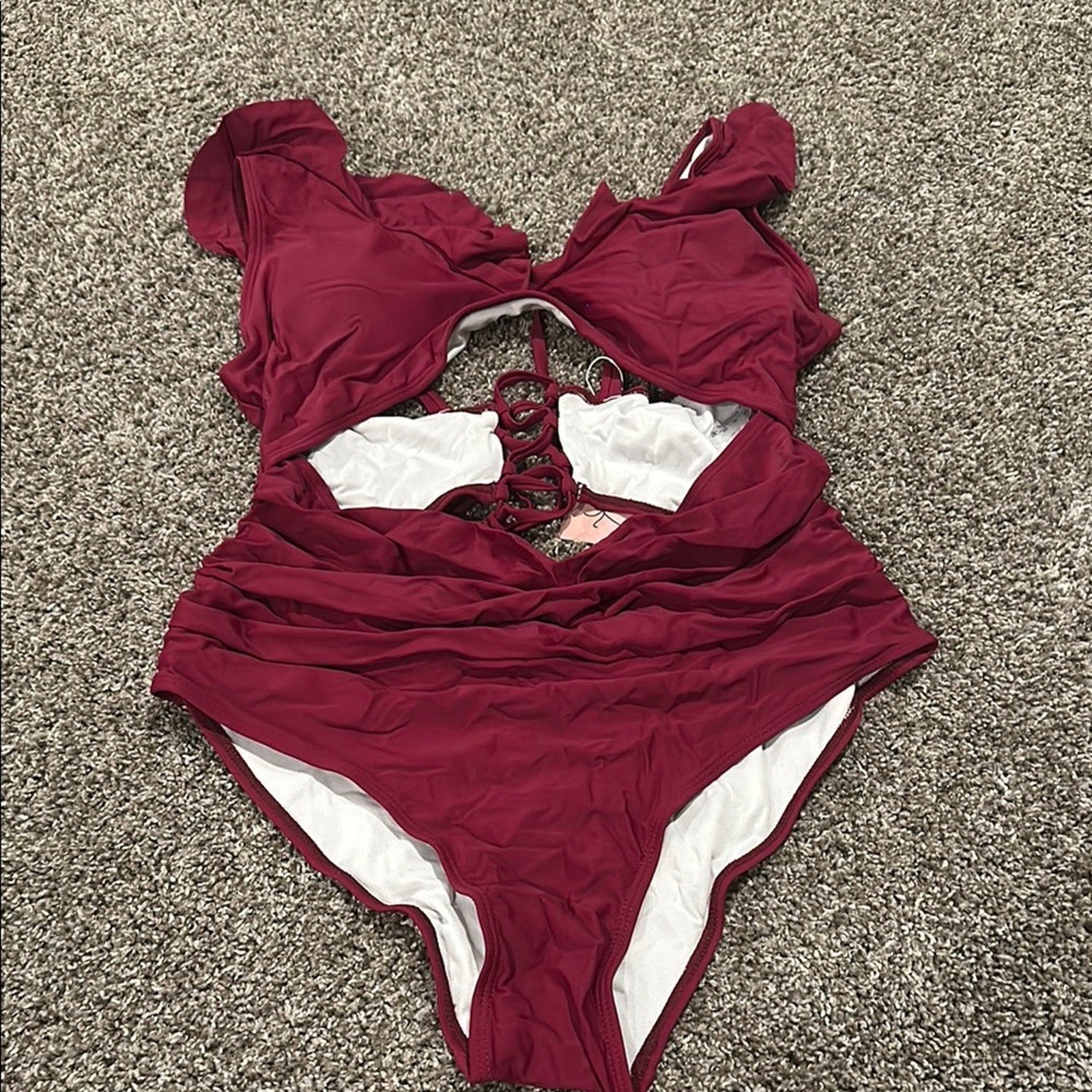New Amazon Chic Burgundy One-Piece Swimsuit xxl
