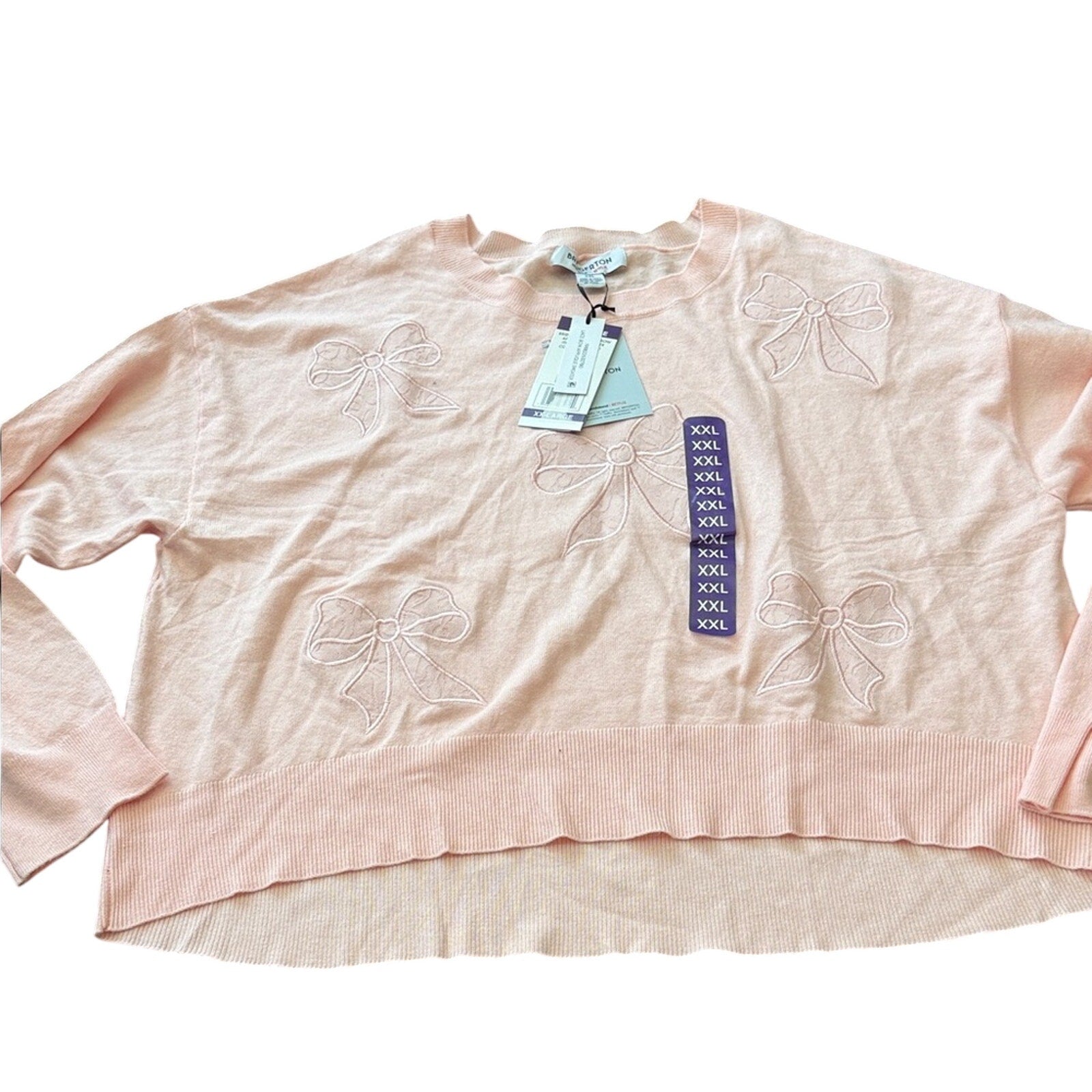 Bridgerton xxl Pink Bow Embroidered Sweater