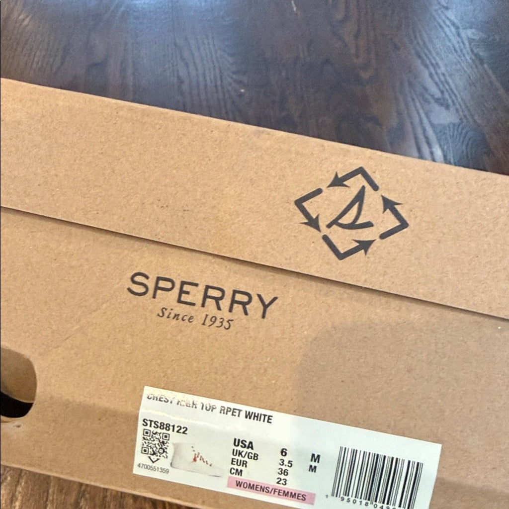 Sperry womens 6 Cream High-Top Sneakers with Brown Laces