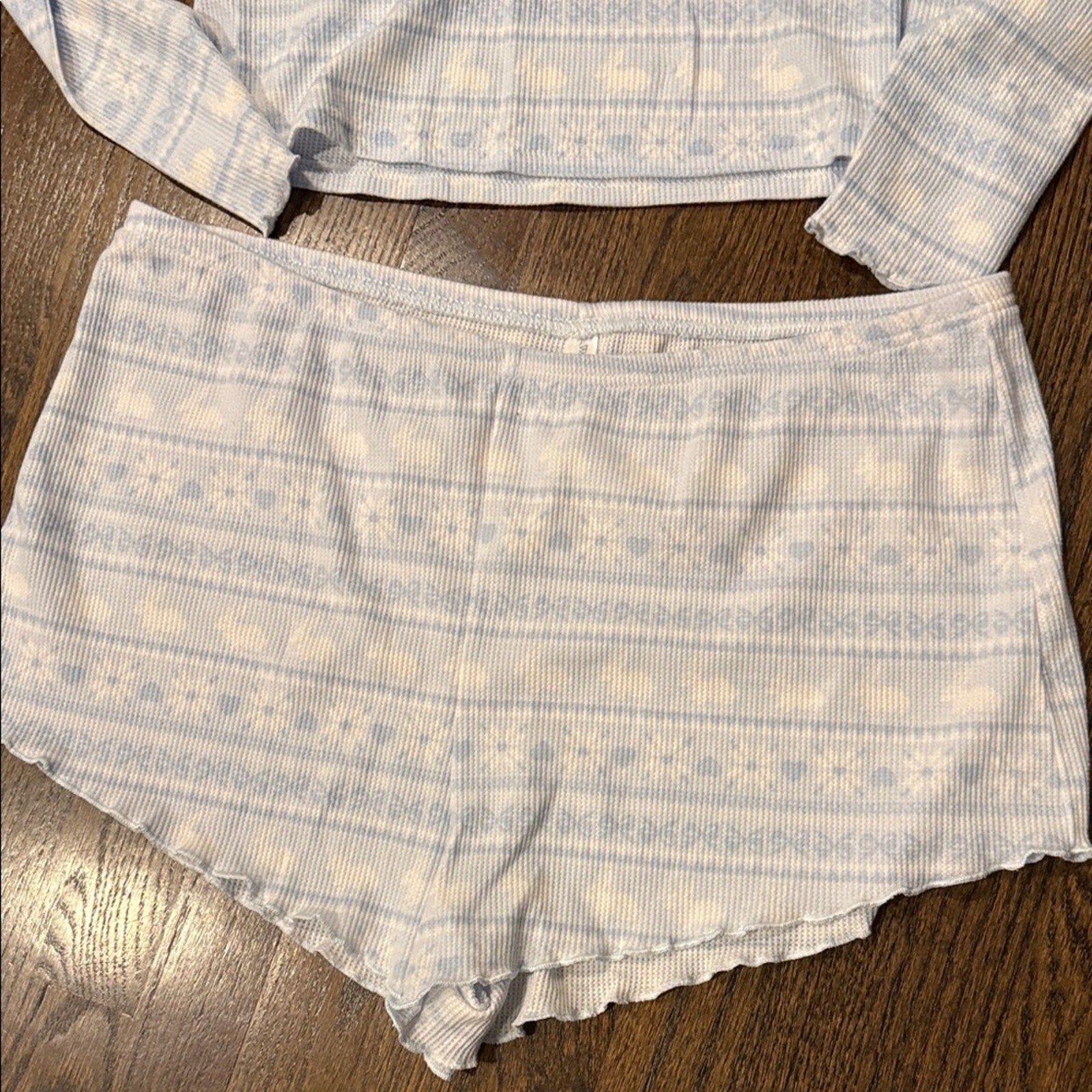 Wild fable Cozy pajama set L top XL bottom Blue Patterned bunny NEW