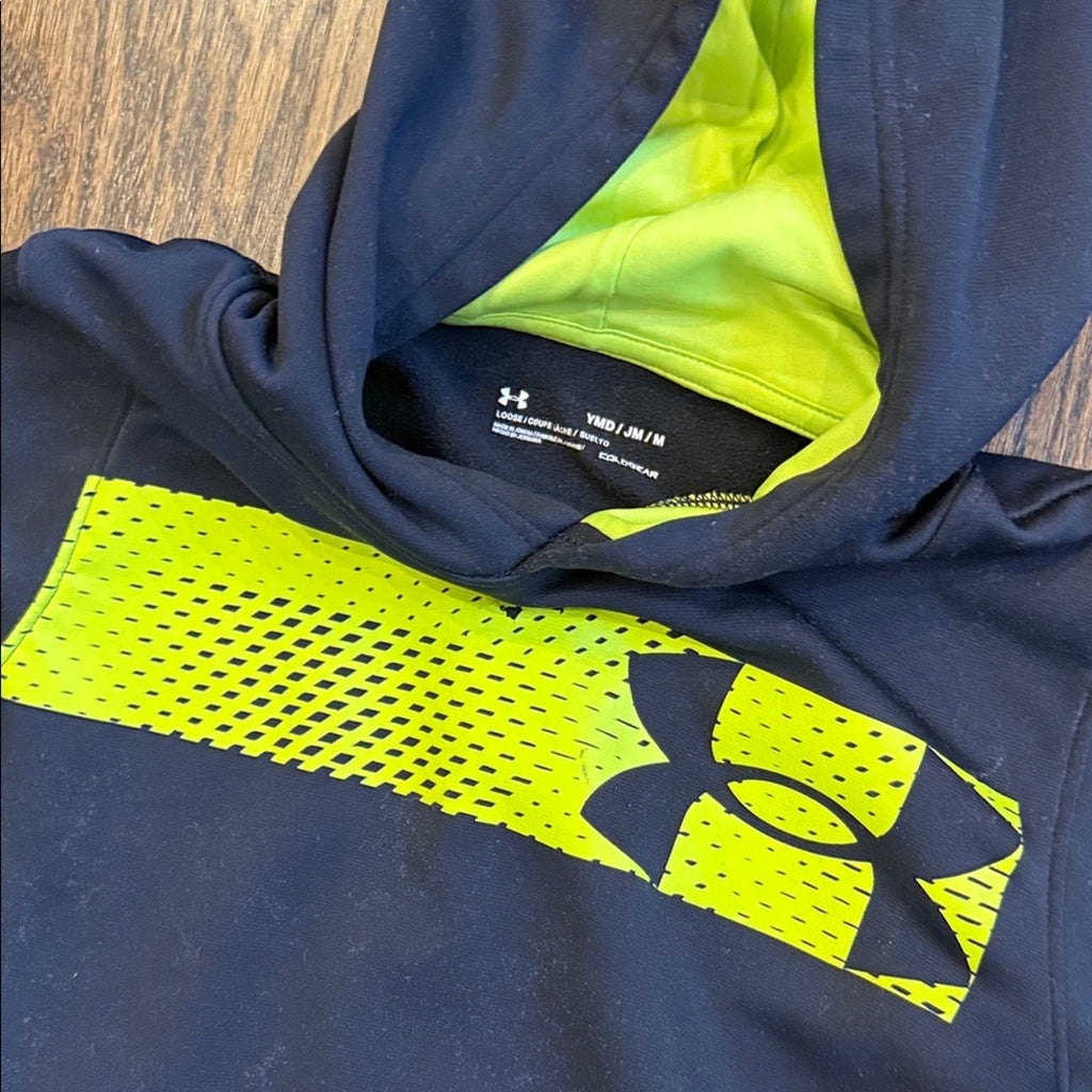 Under Armor Kids' Hoodie in black and Neon Yellow YMD USED