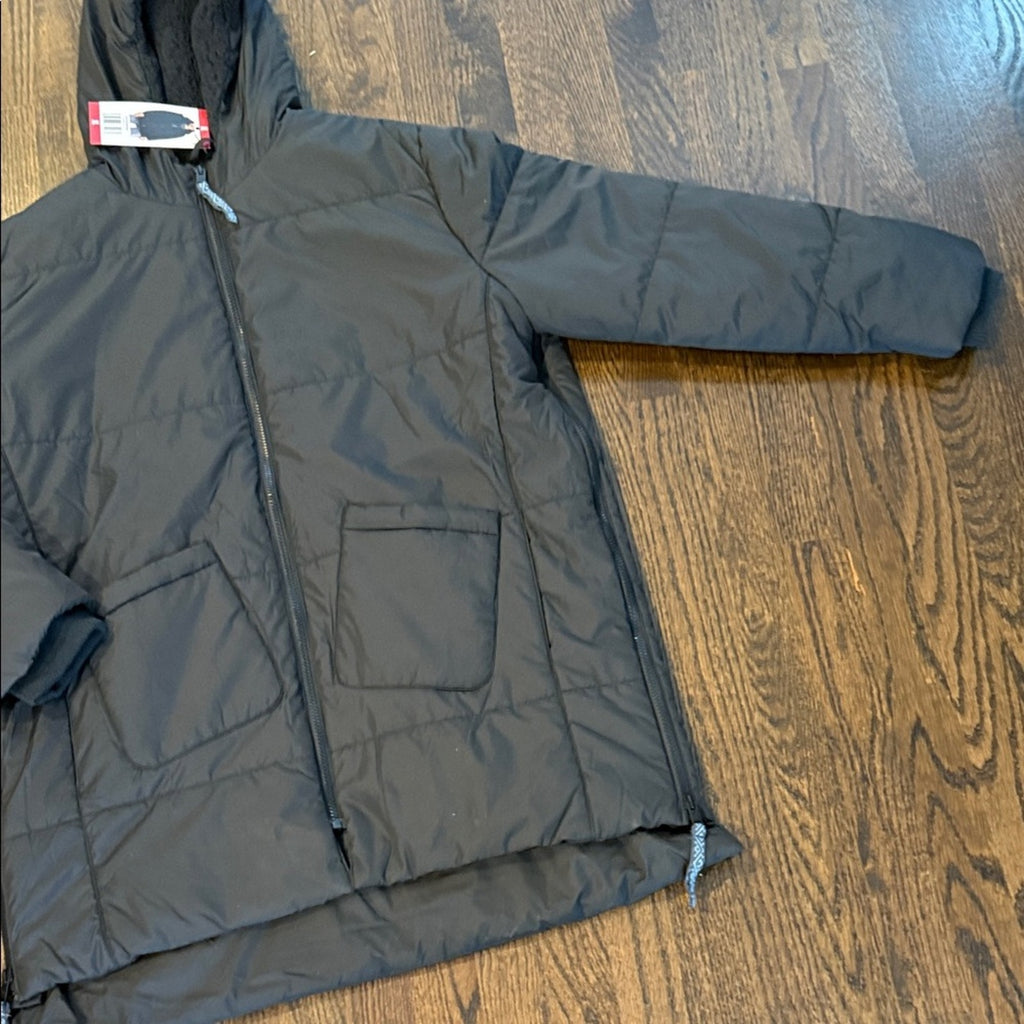 Weather proof woman’s long packable jacket XL NEW