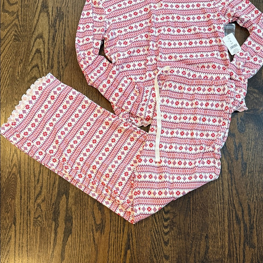 Loft Cozy Pajamas set in Red and White ladies lounge set Medium NEW