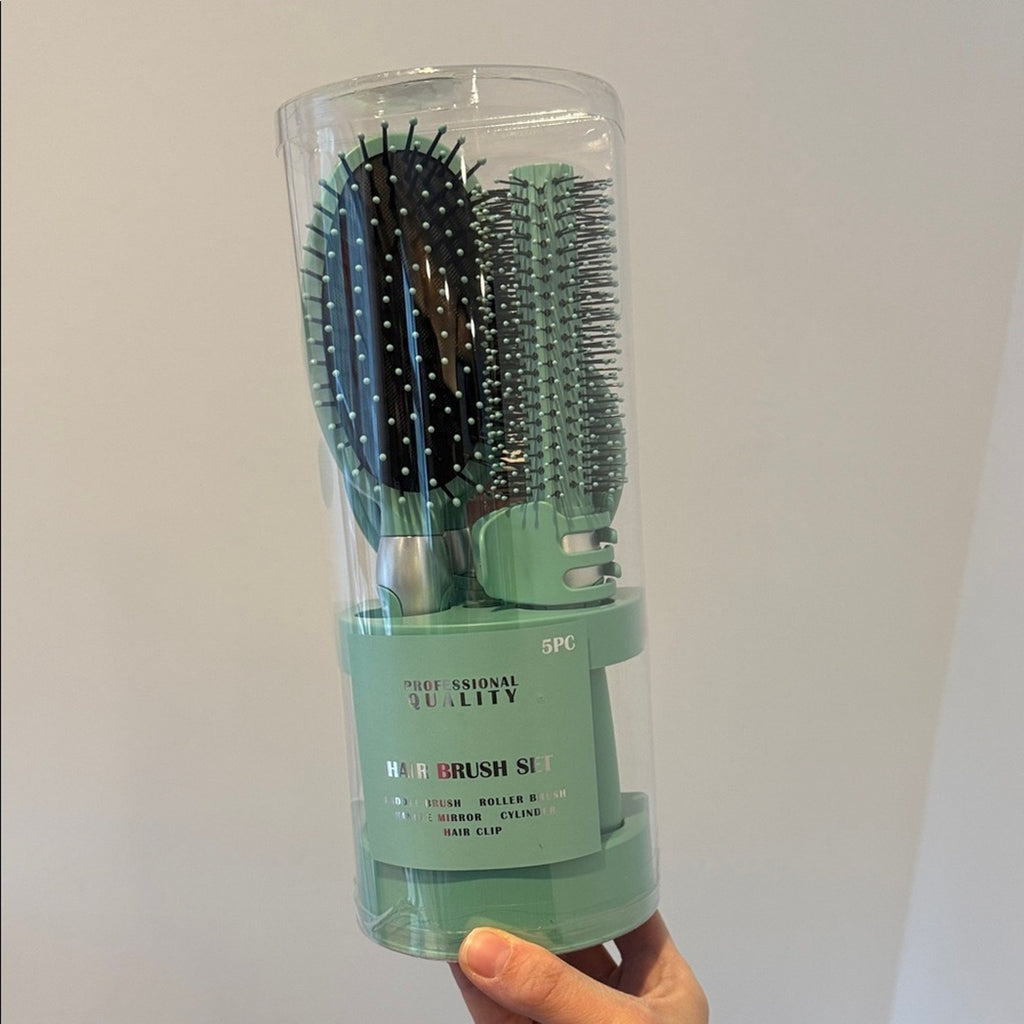 Green Hair Brush Set 5 piece gift set