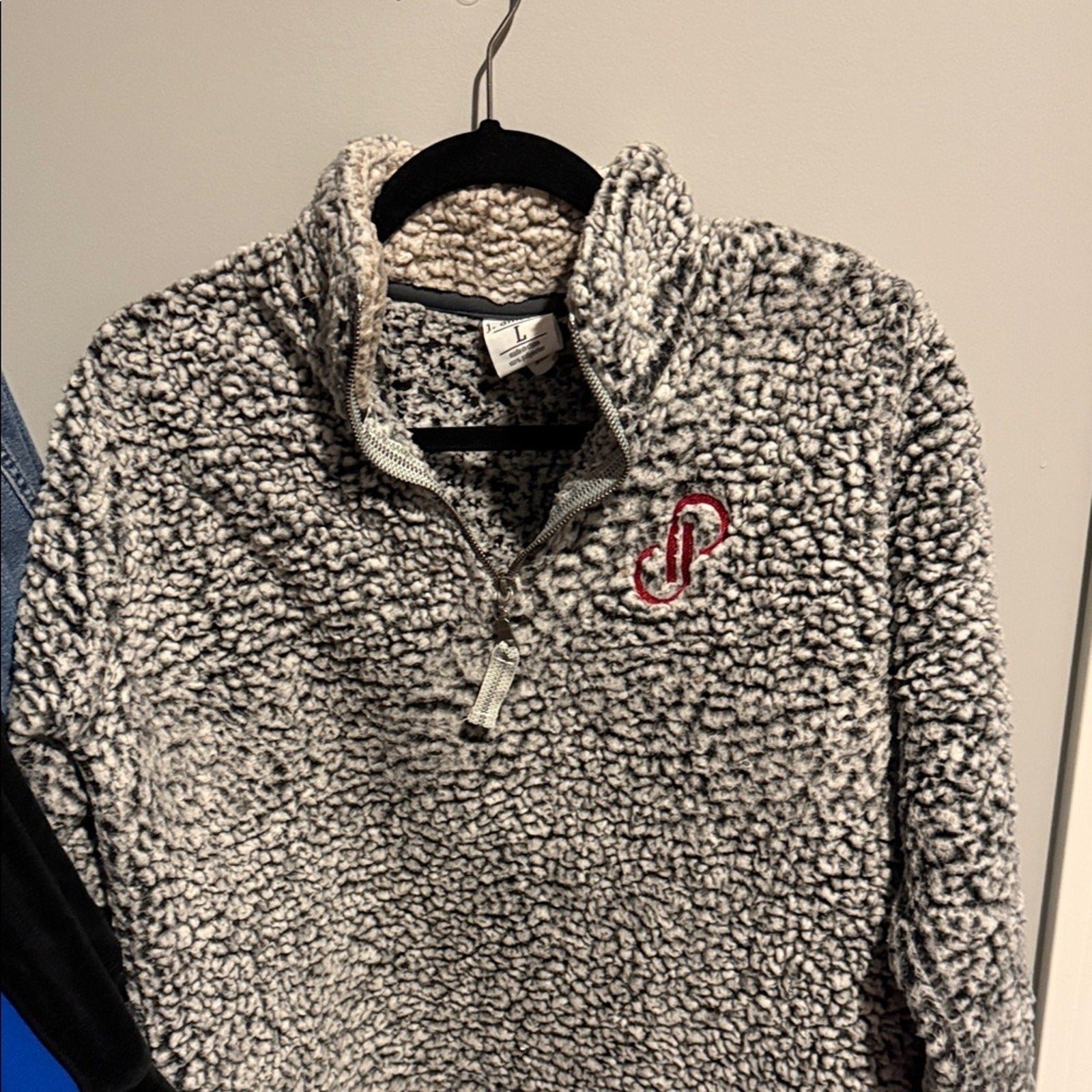 Gray Sherpa Pullover Sweater Poshmark logo large