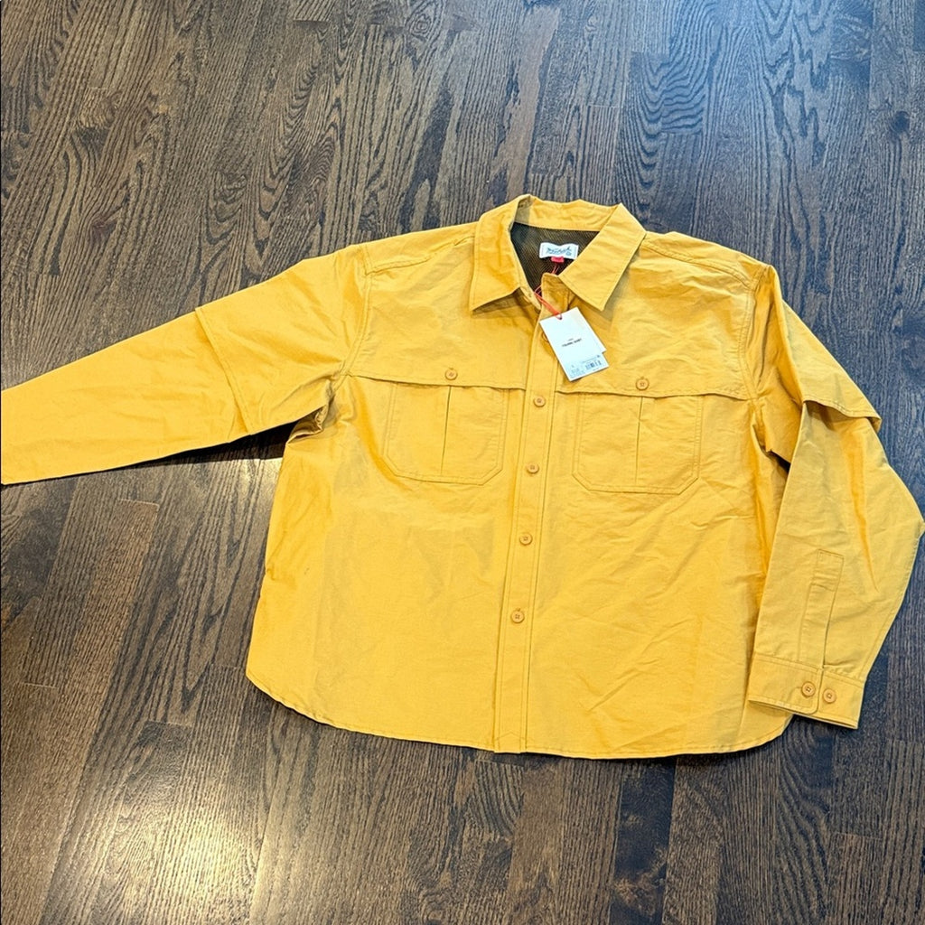 Woolrich Men's Yellow Button-Up Jacket fishing shirt 🎣 size large NEW