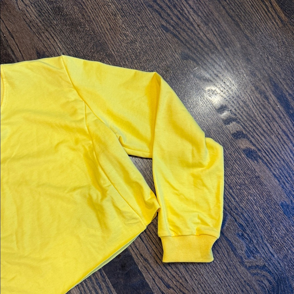 Women’s Yellow Long Sleeve Crop Top Size Large Workout Casual NWT